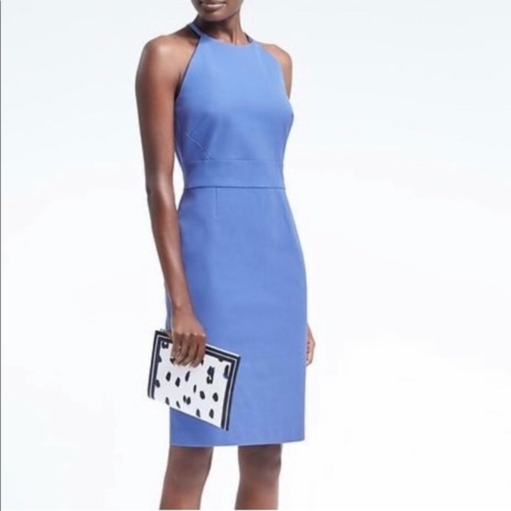 Banana Republic Periwinkle High Neck Sheath Dress